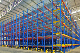 Empty pallet racking system in place at a warehouse