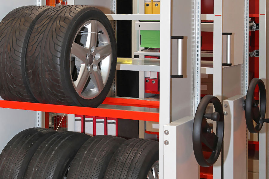 Tires on automotive shelving